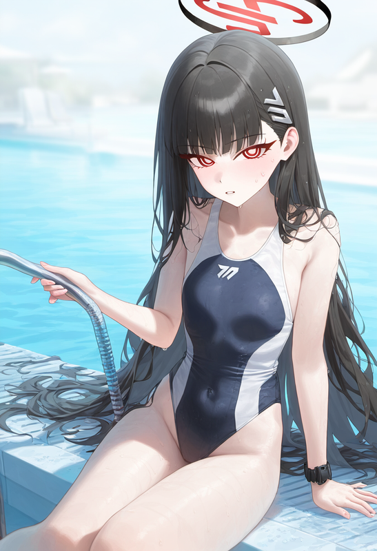 depth of field, 1girl, rio (blue archive), {{adapted costume}}, {flat chest}, bl s-3726070187