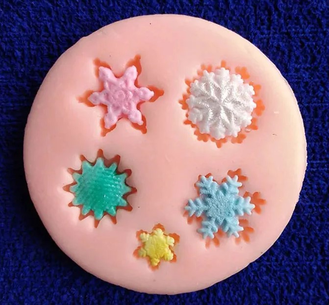 Molde silicona estrella copo de nieve para apliques en pasta moldeable