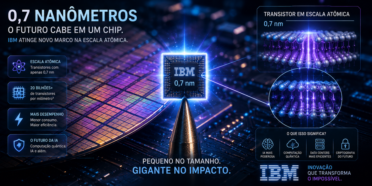 IBM cria chip de 0,7 nm: o salto que redefine o futuro dos semicondutores
