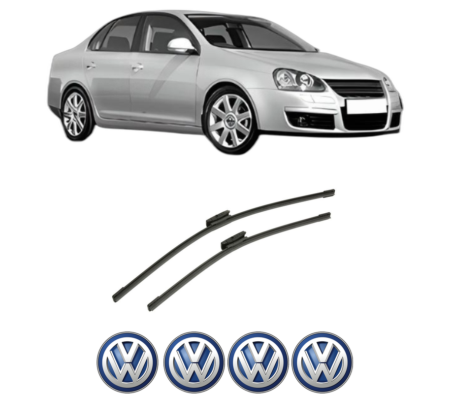 Set stergatoare auto Volkswagen JETTA III (1K2) din 2004-2010, pentru parbriz auto, 2 bucati, Bosch Aerotwin Multi, din cauciuc siliconat rezistent, 4 Stickere Auto Volkswagen