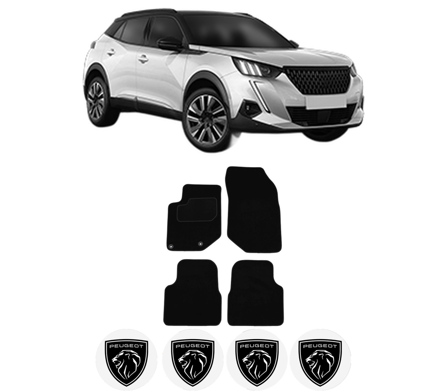 Set Covorase Presuri PEUGEOT 2008 II (UD_, US_, UY_, UJ_, UR_, UC_) din 2019-2021, Auto, Material Textil Mocheta, 4 Stickere auto cu PEUGEOT