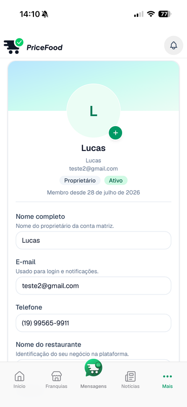 Gerenciar a conta Admin