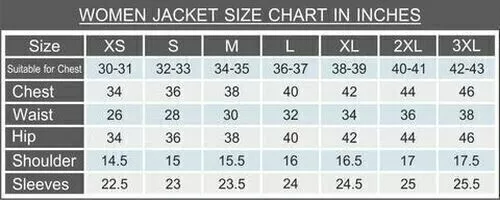 Women leather Jacket Size Chart