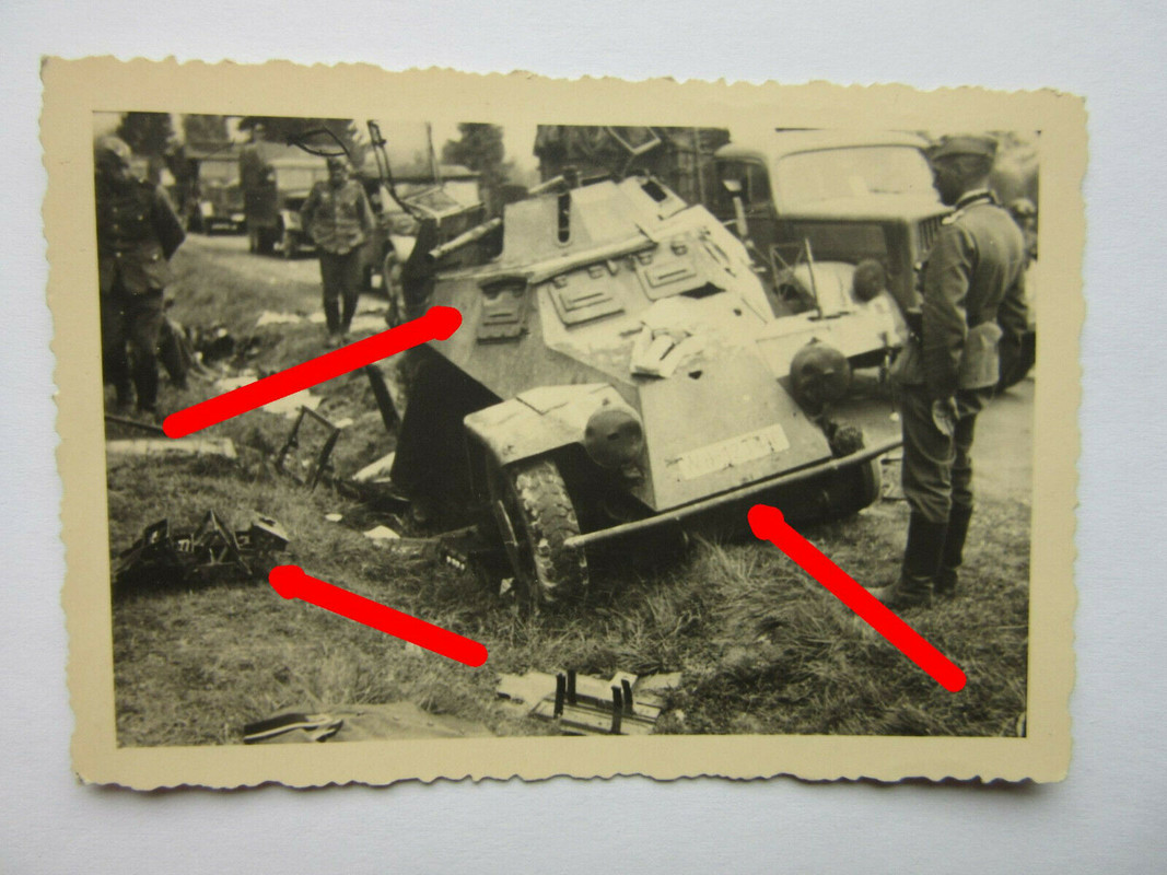 Foto 29.Inf.Div.Frankreich Kampf SPW 4 Rad SDKFZ zerstört AA29 S