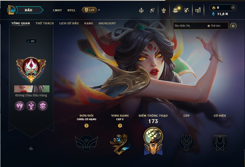 Acc LMHT # - Không Khung