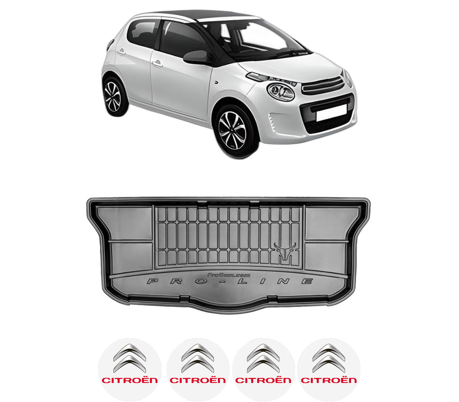 Tavita Portbagaj CITROEN C1 II (PA_, PS_) din 2014-2021, Protectie Portbagaj Auto, 4x Stickere auto cu CITROEN