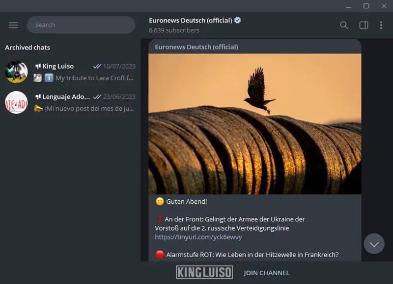 PPortal de noticias de noticias alemán en Telegram Desktop