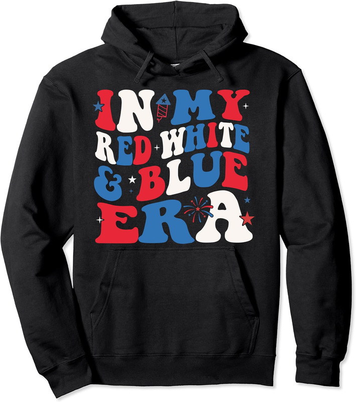 In My Red White And Blue Era Retro 4th of July Unisex Hooded Sweatshirt