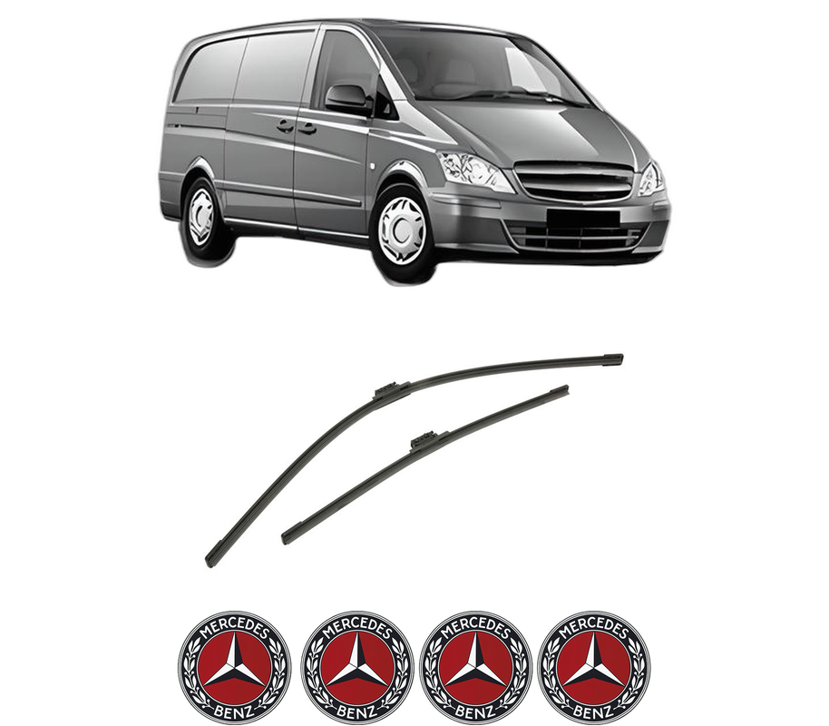 Set stergatoare auto MERCEDES-BENZ VITO Van (W447) din 2014-2021, pentru parbriz auto, 2 bucati, Bosch Aerotwin, din cauciuc siliconat rezistent, 4 Stickere Auto MERCEDES-BENZ
