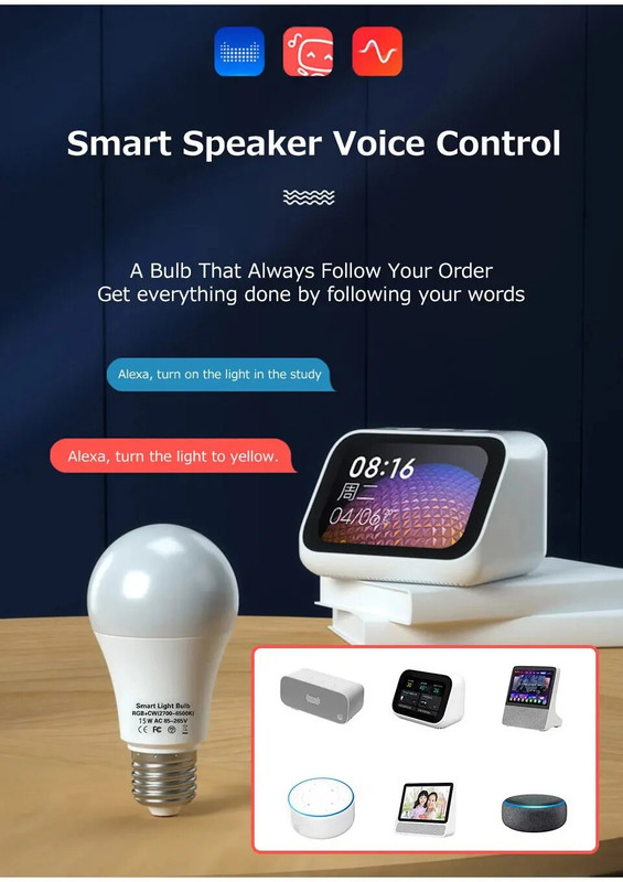 Tuya Wi-Fi Smart 15W  LED Bulb E27 | RGB + CCT Dimmable Magic Light thumbnail 2 - Smart Switch Lanka