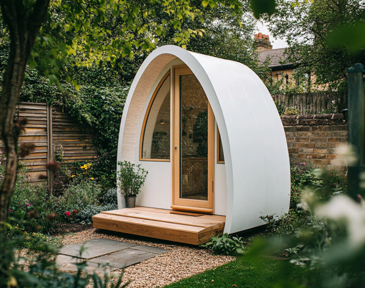 Interior of a Small Outdoor Office Pod