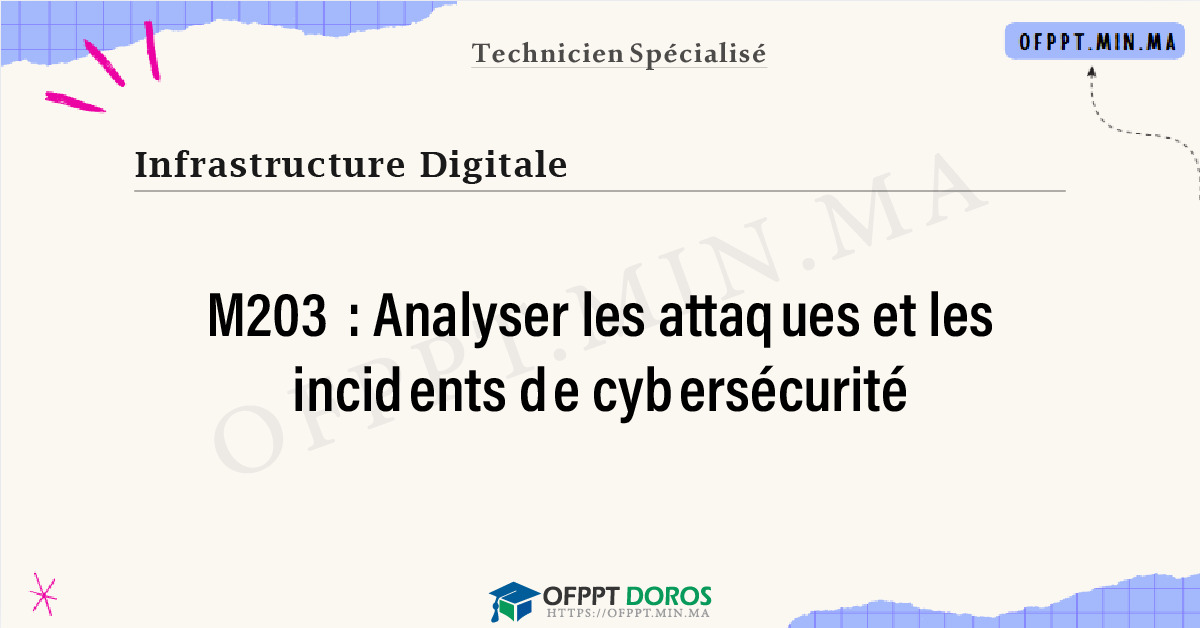 Sommaire détaillé du cours Analyser les attaques et les incidents de cybersécurité M203 OFPPT - Structure du module