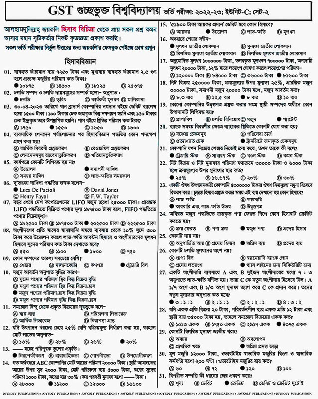 GST C Unit Question Solution 2023