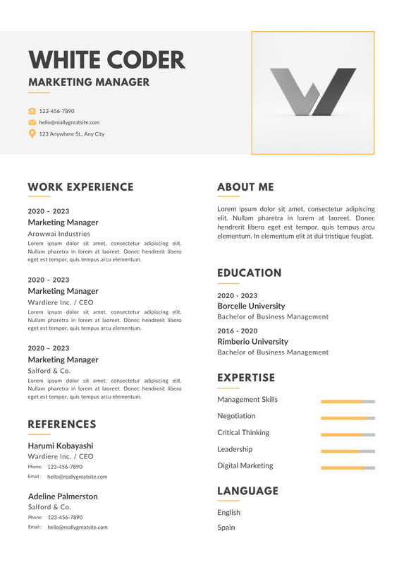 Minimalist-Simple-Marketing-Manager-Resume preview