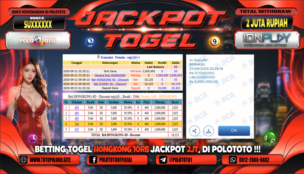 POLOTOTO JACKPOT TOGEL HONGKONG LOTTO Rp.2.000.000,-