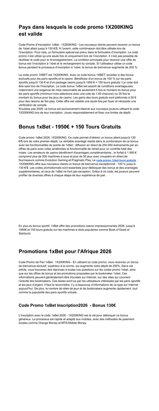 Liste des codes promo 1XBET Bonus VIP 130 (1)
