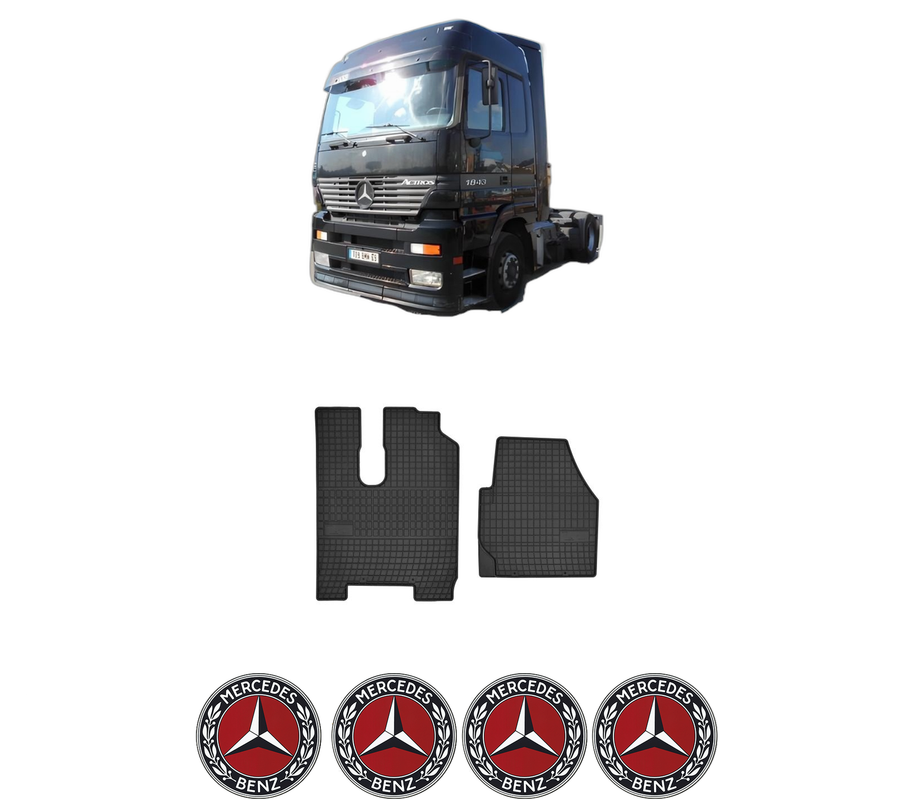 Set covorase presuri MERCEDES-BENZ ACTROS din 1996-2003, auto, din cauciuc thermoplastic, 4 Stickere auto cu MERCEDES-BENZ