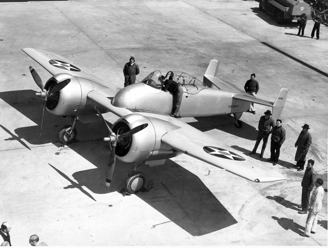 grum 1255 XF5F-1 on ground, from above, 1940