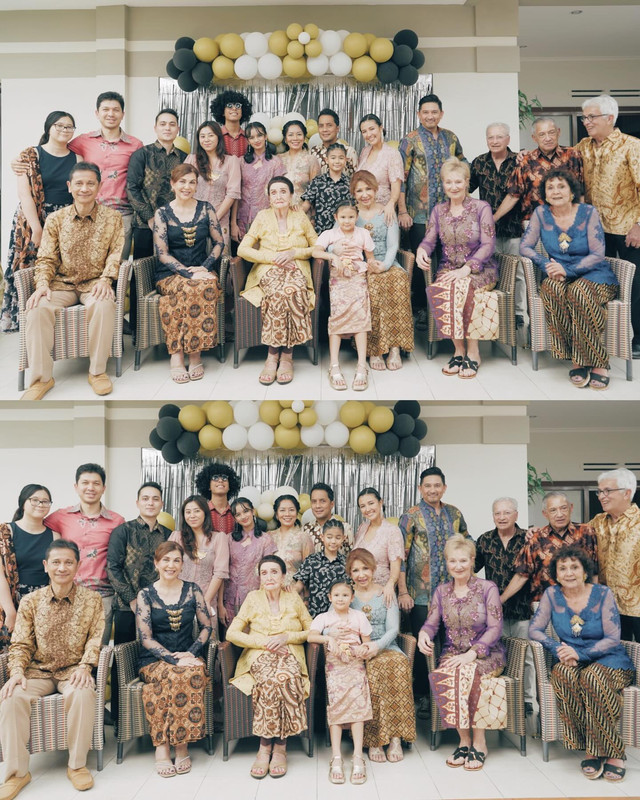 Anak dan cucu nenek Sharena Delon berkumpul saat perayaan ulang tahun Oma Celine yang ke-100.