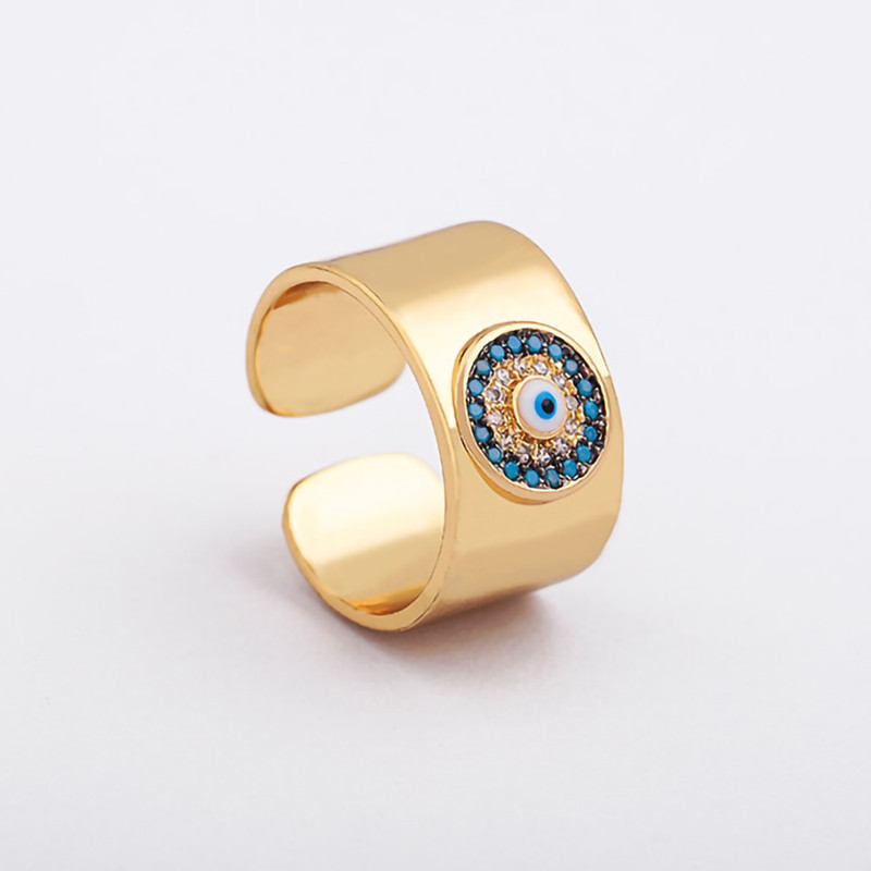 Gold Color BLUE EYE Adjustable Women Open Finger Ring Bohemian Party Jewelry NEW