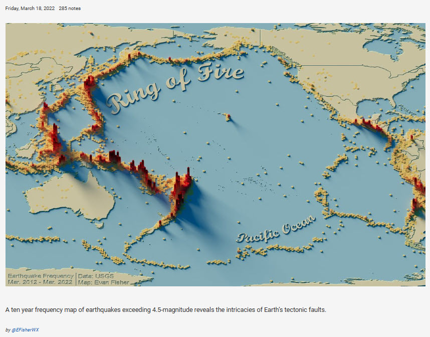 Earthquake frequency map