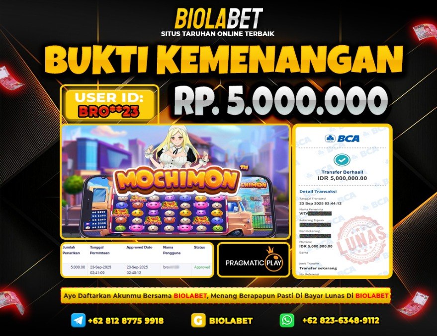 BIOLABET JACKPOT Pragmatic Play Rp.5.000.000.,- LUNAS