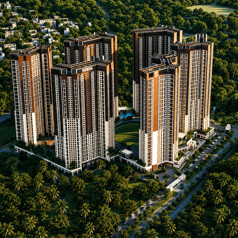 Aerial view of Sobha One World township