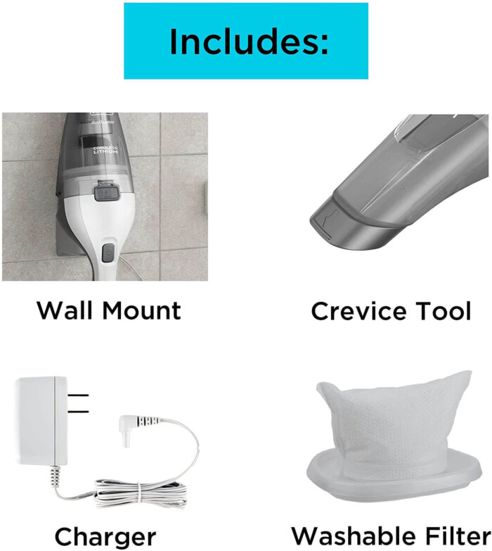 Aspiradora de mano inalámbrica Black+Decker NVB215WN de color blanco.