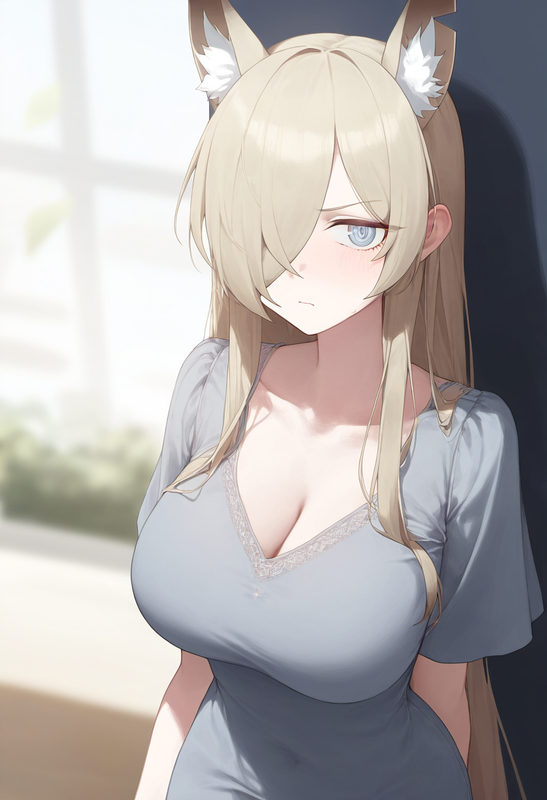 depth of field, 1girl, kanna (blue archive), collarbone cleavage, short sleeves, s-1609815138