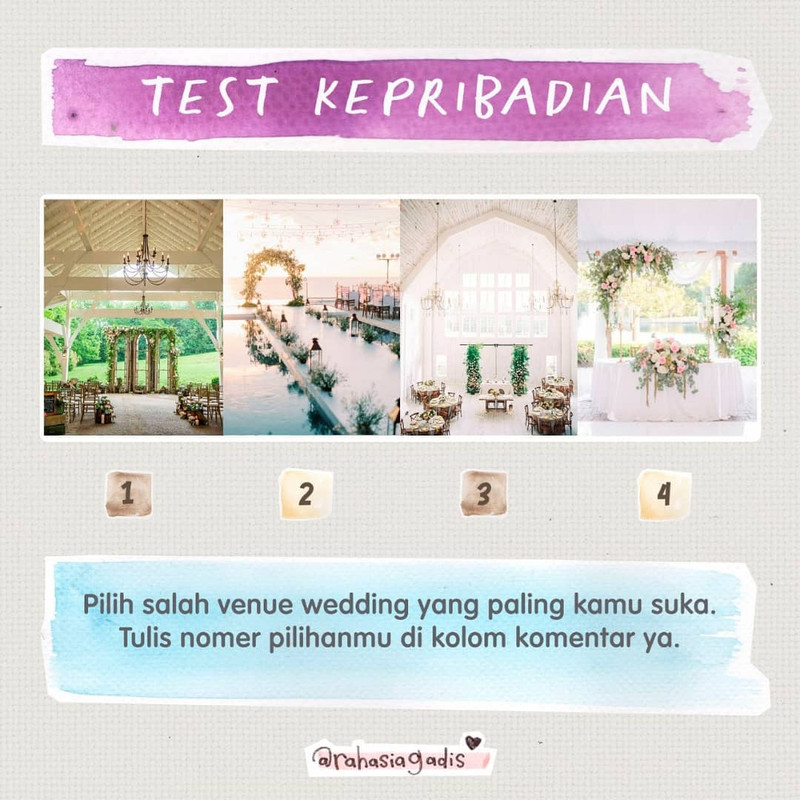 Tes Kepribadian - memilih venue wedding