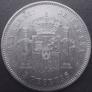 5 pesetas. Alfonso XII. 1879. El diluvio. P1190160