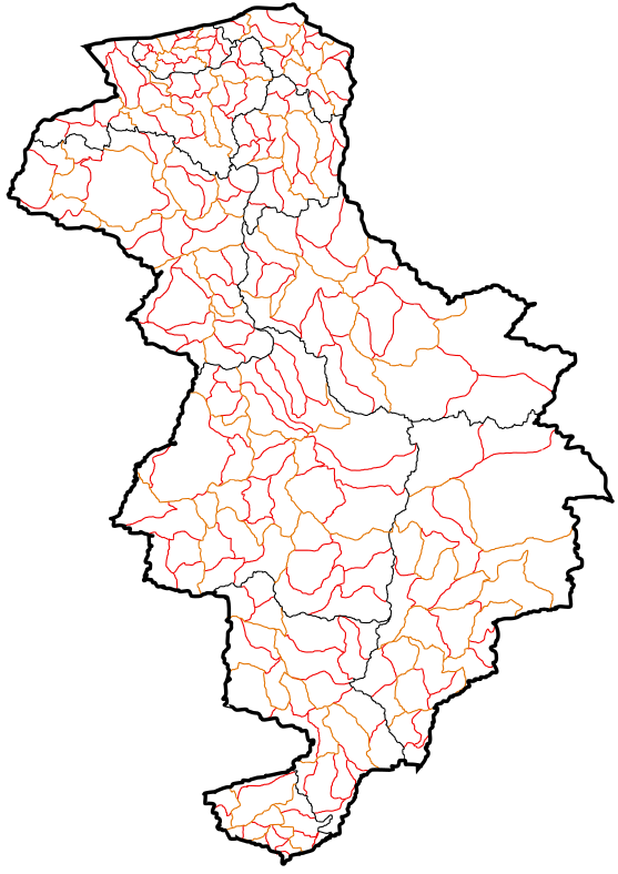 Carte des cantons administratifs concernant la province de Sibelius.