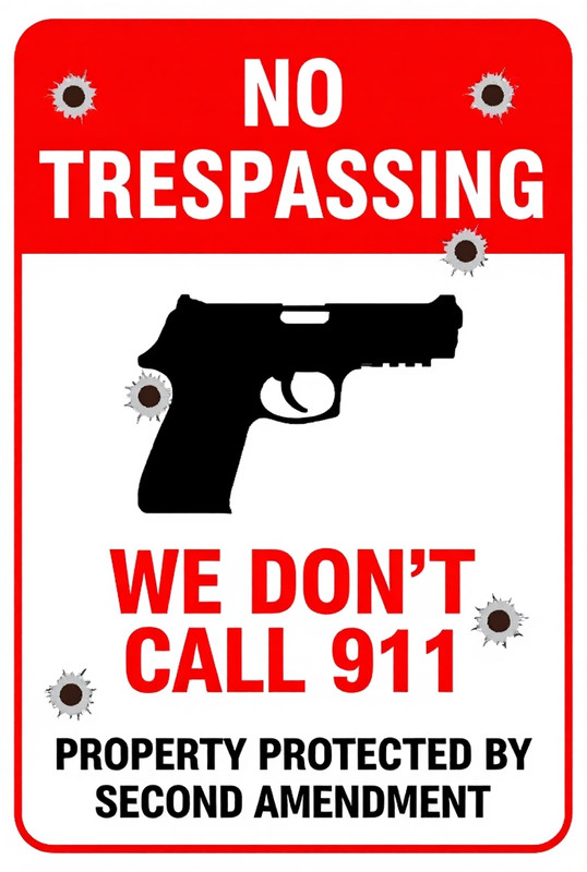No Trespassing Sign with 2nd Amendment Protection for Indoor and Outdoor Use 8x12 Inch Metal Warning