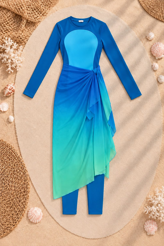 Aqua Mint Long Romper with Cover up