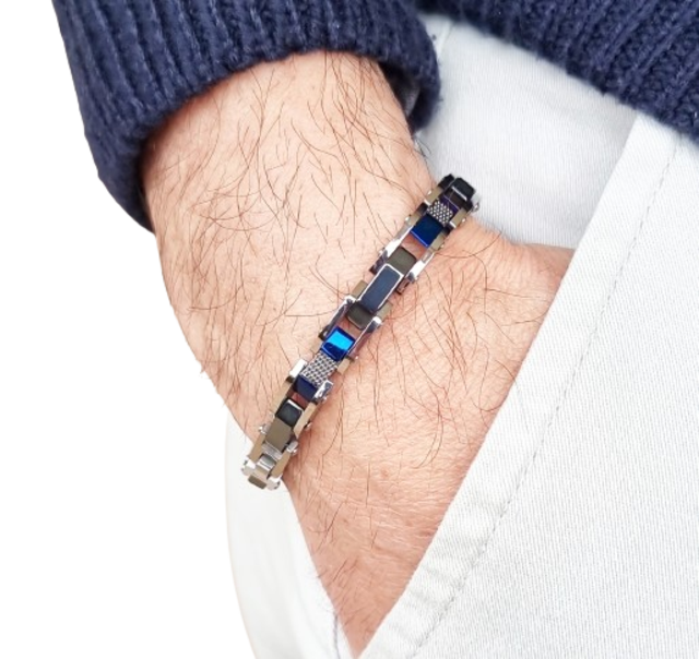 Bracciale Uomo Con Targa Mm 15 Con Catena Grumetta In Acciaio