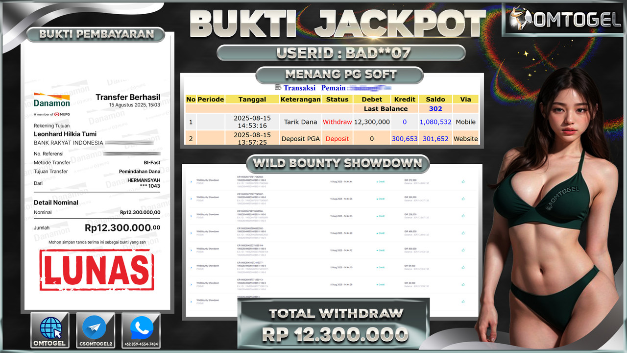 OMTOGEL JACKPOT PGSOFT WILD BOUNTY SHOWDOWN 12 JUTA DI BAYAR LUNAS ,-