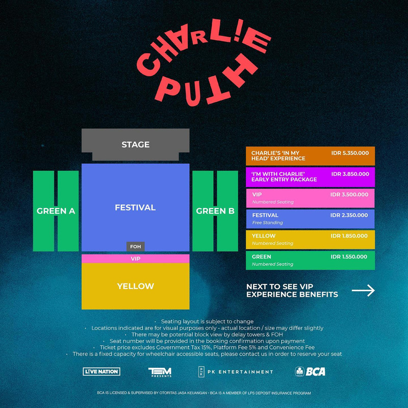 Seat plan konser Charlie Puth di Jakarta