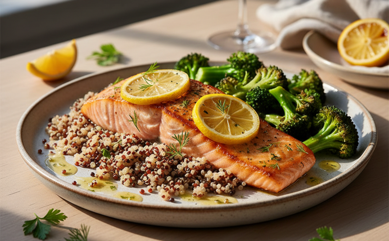 Healthy dinner table