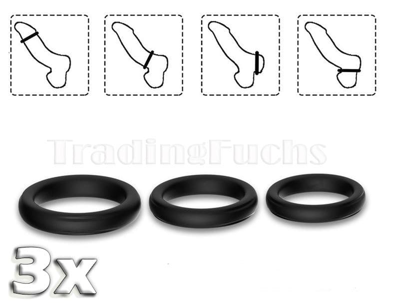 🔴🔴3x Penisring Cockring Hodenring Erektionsring aus angenehm weichem  Silikon🔴