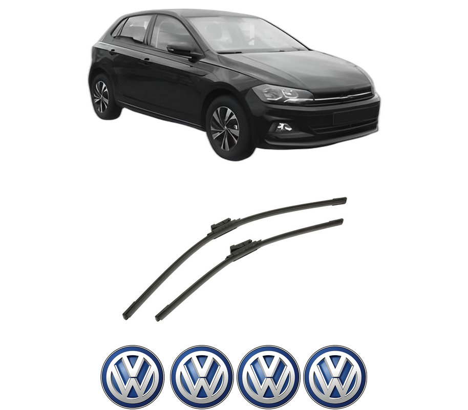 Set stergatoare auto Volkswagen POLO VI (AW1, BZ1, AE1) din 2017-2021, pentru parbriz auto, 2 bucati, Bosch Aerotwin, din cauciuc siliconat rezistent, 4 Stickere Auto Volkswagen