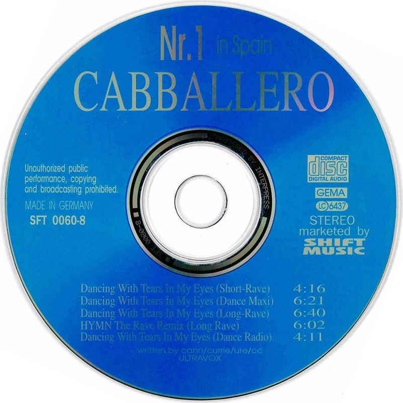 [FLAC] Cabballero - Dancing With Tears In My Eyes 1995 Shift Music - SFT 0060-8 Disco