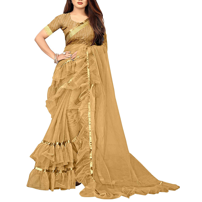 Saree de red con volantes con blusa pieza con volantes ropa de fiesta étnico sari para mujer - Imagen 2 de 21
