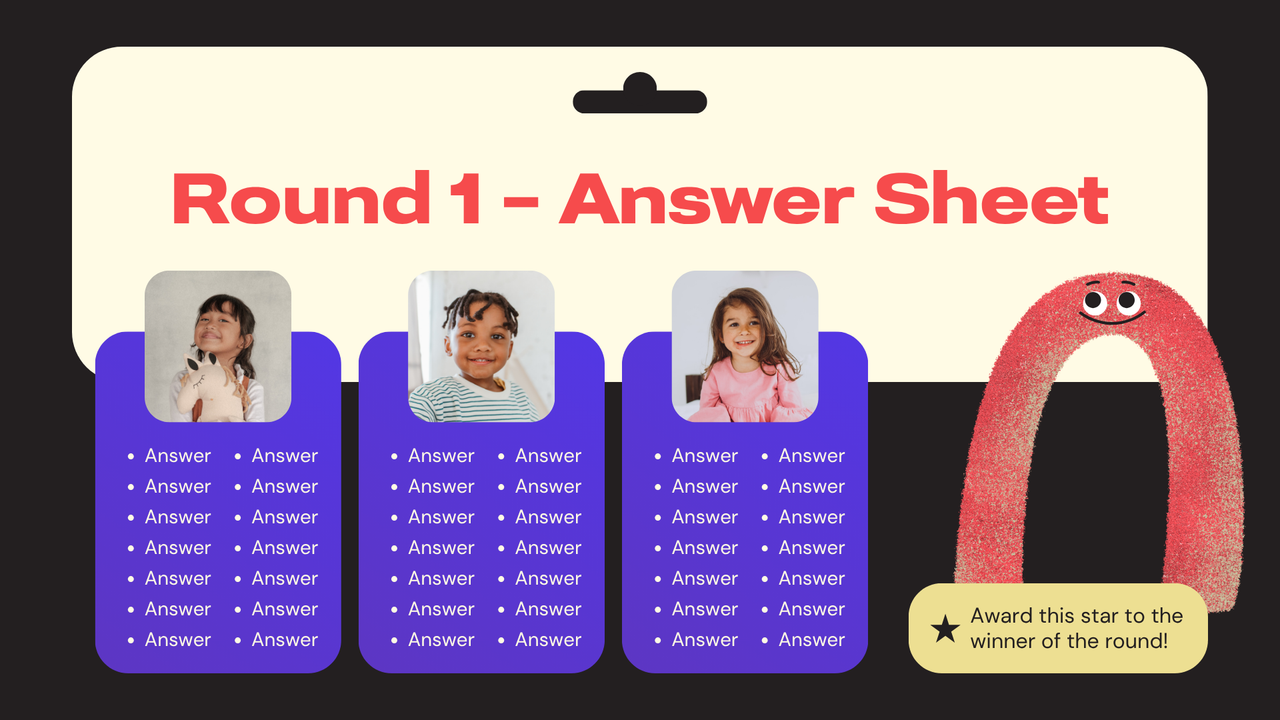 Black Colorful Illustrative Word Puzzle Game Presentation