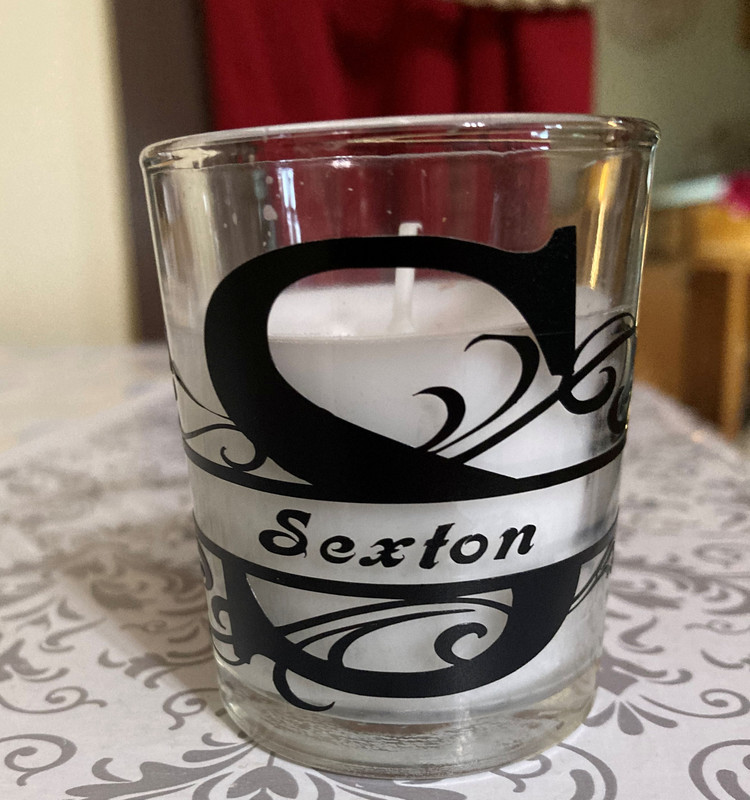 monogrammed votive candle