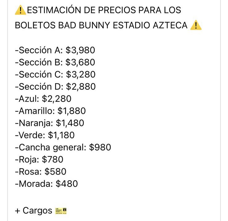 Esto podrían costar los boletos para ver a Bad Bunny en el Estadio Azteca