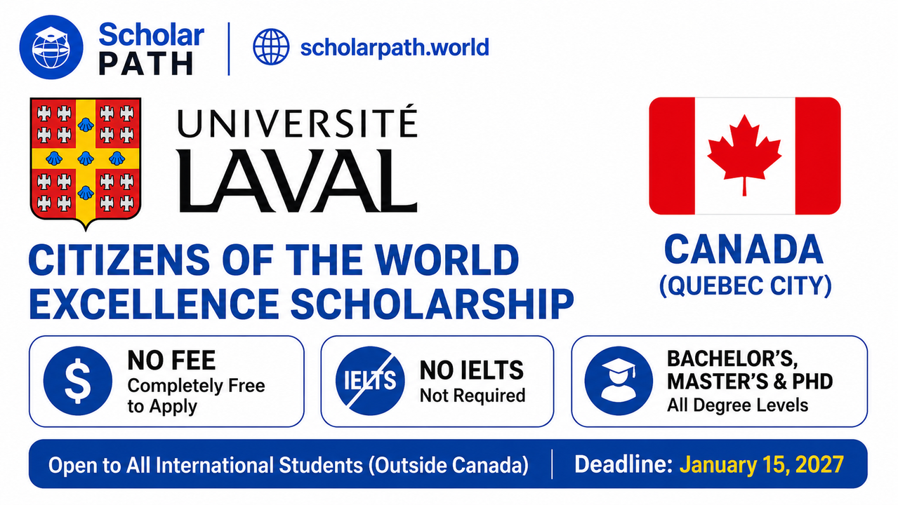 Université Laval Citizens of the World Excellence Scholarship 2027 |Study in Canada