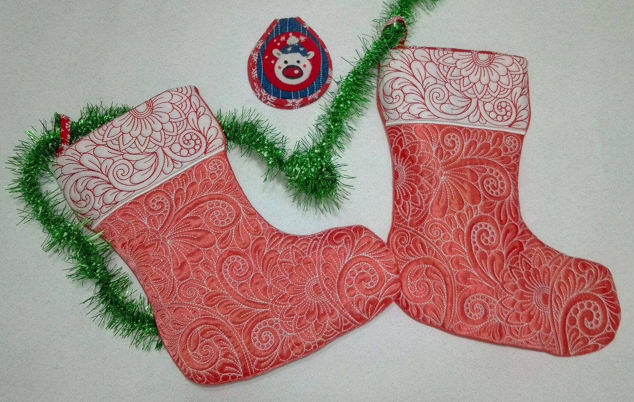 ?ождественский сапожок . Новогодняя вышивка. 1