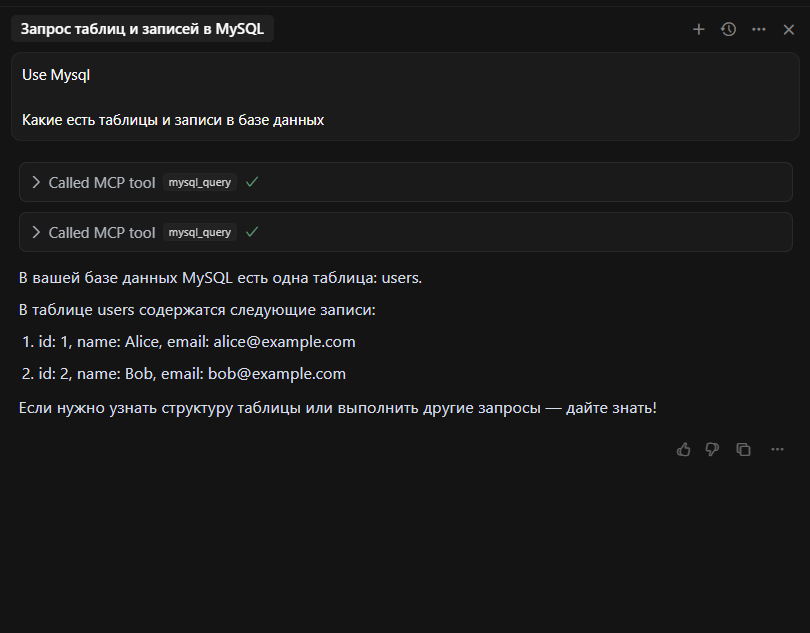 Вывод полученных данных