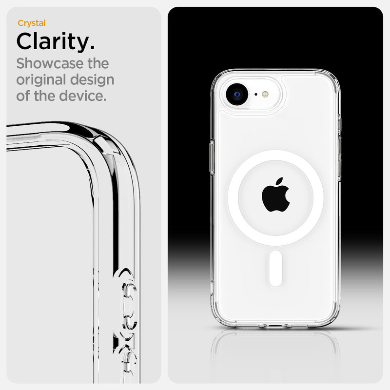 Forro Spigen Ultra Hybrid MagFit en un iPhone, mostrando su diseño transparente.