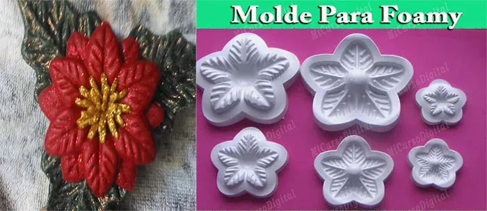 Set Moldes Para Fomy flores navidad y hojas navideñas goma eva